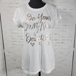 Wound Up Womens White BYOKOB Short Sleeve Shirt Top   Size XL